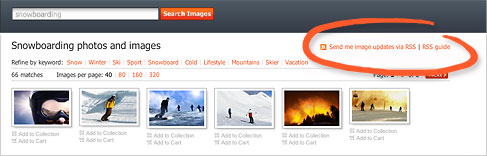 RSS link on crestock search result page