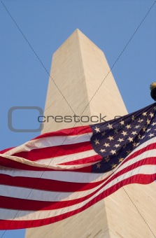 Washington Monument and Flag