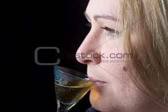 Overweight women having a drink