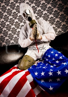Gas Mask & American flag