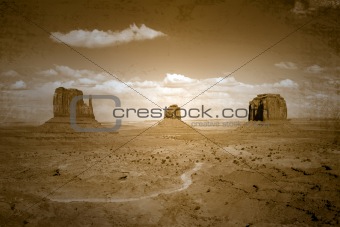 Vintage Style Stained Image of Monument Valley Landscape