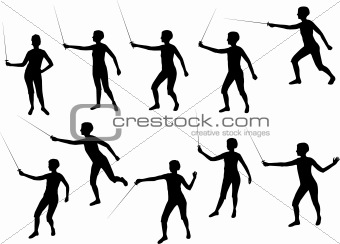 gril fencing silhouettes