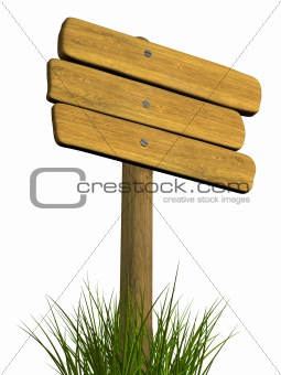 Wooden signboard from three boards