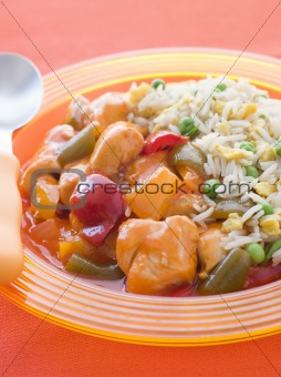 Sweet and Sour Chicken with Egg Fried Rice