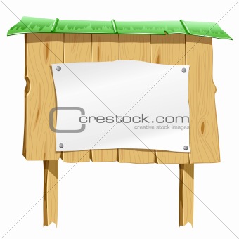 wooden blank board with blank paper sheet