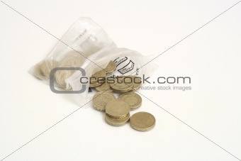twenty pounds from coin bag