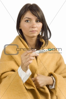 ill woman with clinical thermometer