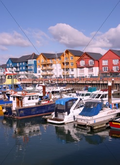 Houses and boats in a Marina