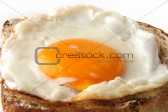 traditional fried egg on buttered toast