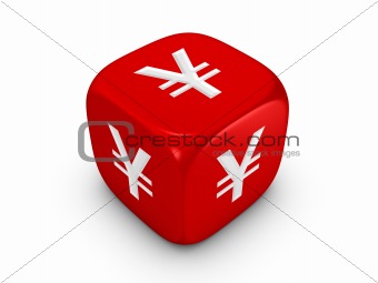 red dice with yen sign