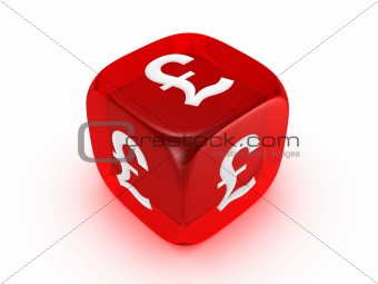 translucent red dice with pound sign