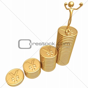 Profit Growth Gold Yen Coins Business Graph