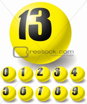Numeric yellow balls.