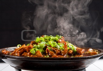 chinese food with steam
