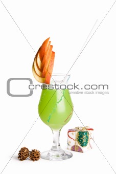 Cocktail glass and present