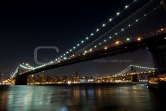Brooklyn and Manhattan bridge at night skyline