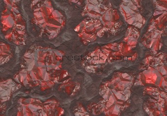 Ruby Stones Buried in Host Rock Bed