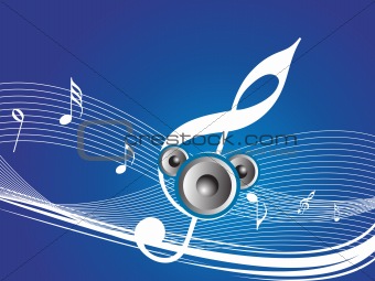 speaker and tune isolated on blue, wallpaper