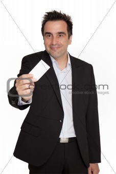 Businessman hold his personal card