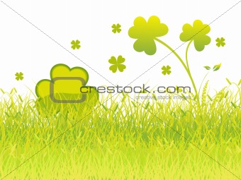 beautiful shamrock with grass vector 17 march 