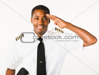 young Pilot isolated on white