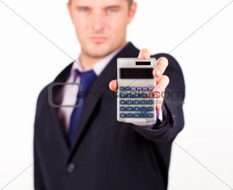 man with a calculator