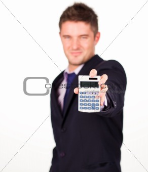 man with a calculator