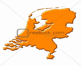Netherlands 3d map with national color