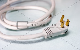 White computer power cord