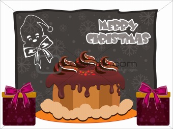 background with cake, gift
