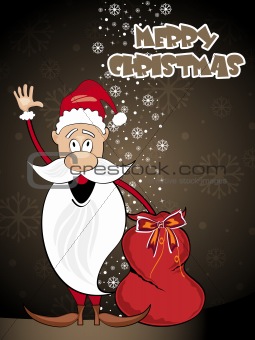 background with santa holding gift bag