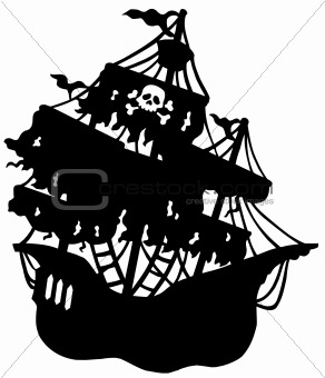 Mysterious pirate ship silhouette