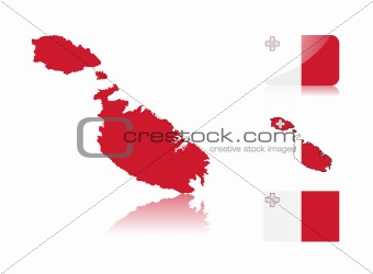 Maltese  map and flags