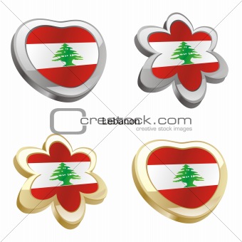 lebanon flag in heart and flower shape