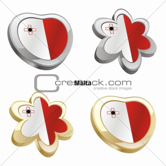 malta flag in heart and flower shape