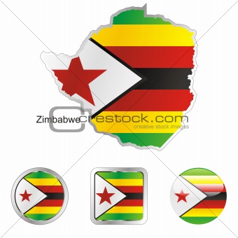 zimbabwe in map and web buttons shapes