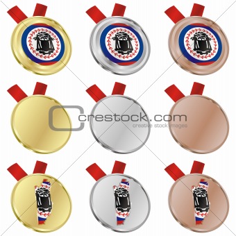 belize vector flag in medal shapes