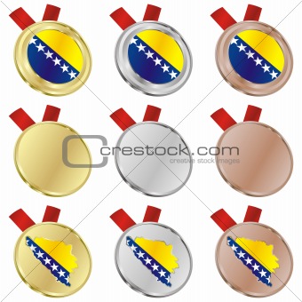 bosnia and herzegovina vector flag in medal shapes
