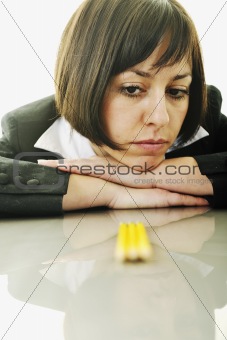 bosiness woman choosing perfect pencil