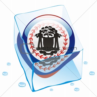 illustration of belize button flag frozen in ice cube