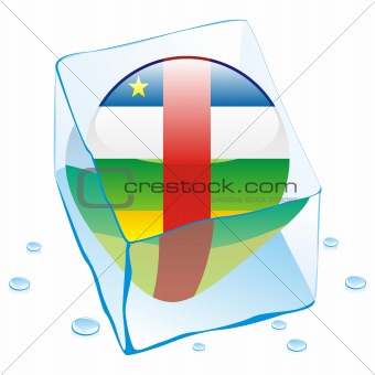 vector illustration of central africa button flag frozen in ice cube
