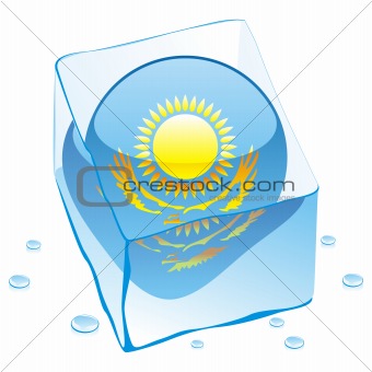 vector illustration of kazakhstan button flag frozen in ice cube