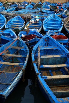 Colorful blue fishingboats