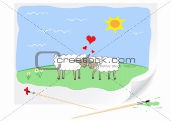 Drawing love sheeps