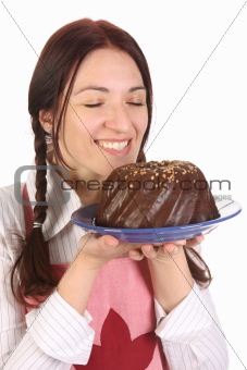 housewife  with bundt cake