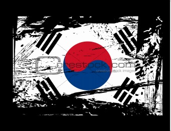 grunge South Korea flag vector   