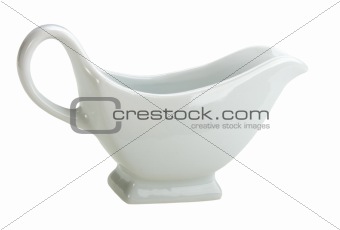 Single ceramic white sauce-boat