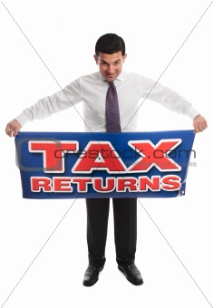 Businessman with a sign