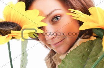 Woman and flower.