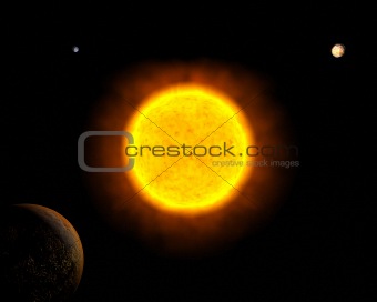 Sun with Mars, Earth and Venus